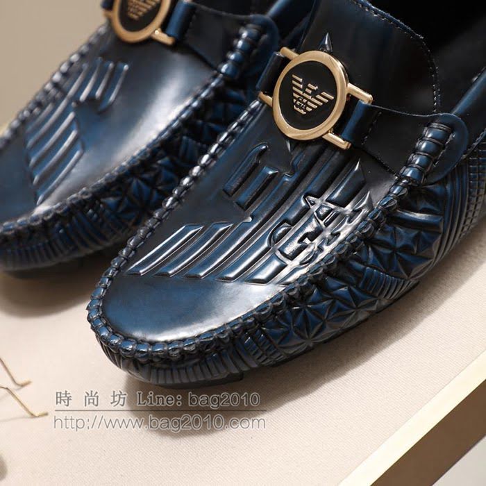 Armani男鞋 阿瑪尼新款 男士時尚休閒鞋 牛漆皮套腳男鞋  jpx1372